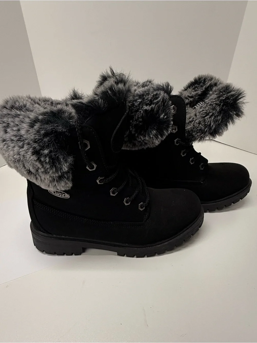 Lugz Faux-Fur Trim Black Winter Boots for Women